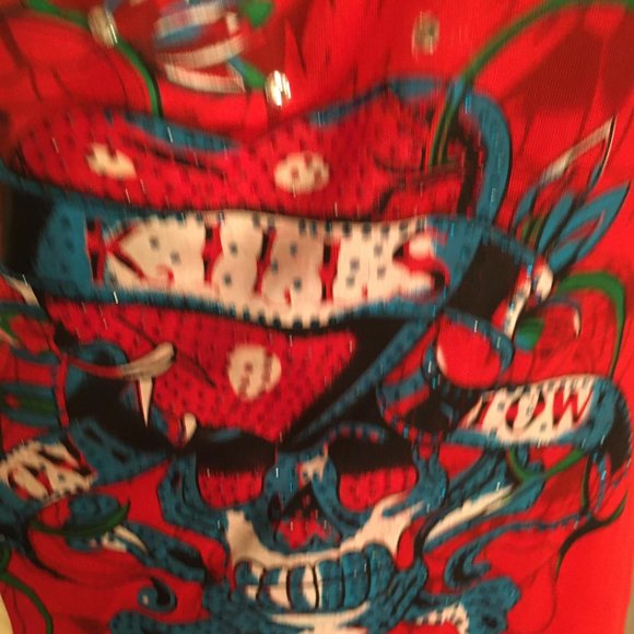 RARE FIND! gorgeous vintage brand new, Ed HARDY dress with graphics and crystals - Picture 9 of 15